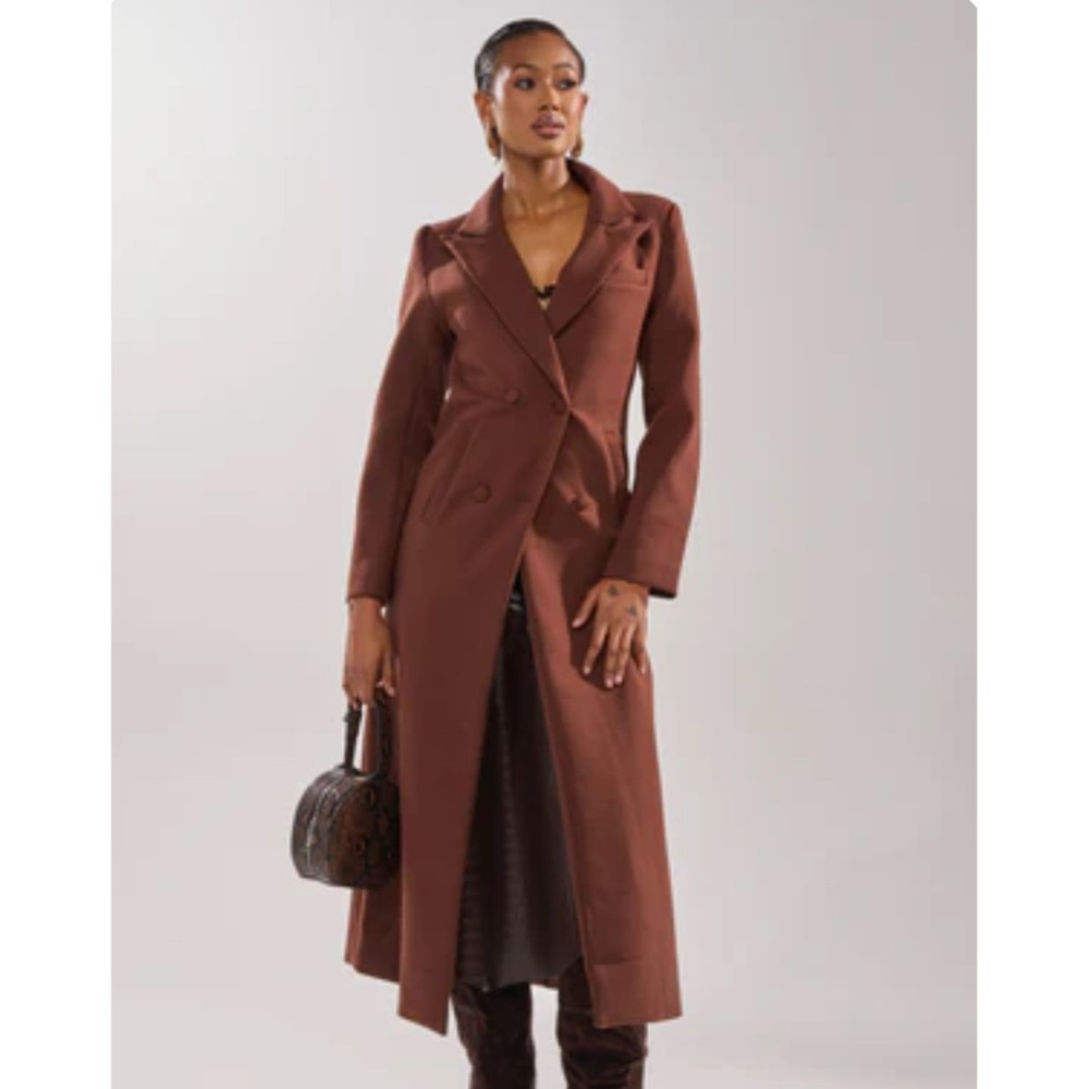 AKIRA COCOA BUTTER SCUBA TRENCH IN BROWN Size SS